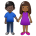 👩🏾‍🤝‍👨🏿 woman and man holding hands: medium-dark skin tone, dark skin tone display on Samsung